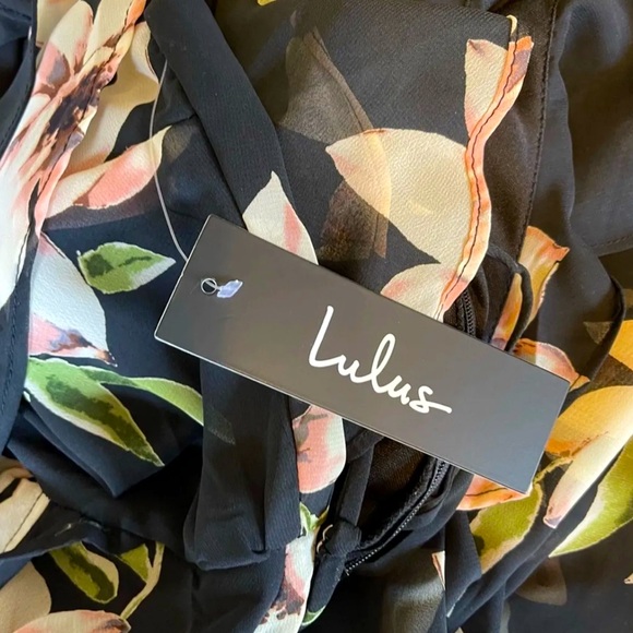 Lulus Divine Desire Black Floral Print Halter Midi Dress with Feminine Ruffles - Picture 5 of 8